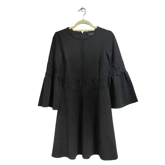 Banana Republic Black Bell Sleeve Midi Dress Sz 2 - Picture 1 of 12